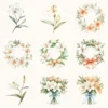 Easter Dawn Floral Arrangements, Peach Floral PNG, White Lily Bouquet, Peach Tulip Flower Art, Floral Decor, Ornaments, Digital download