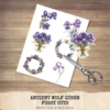 Ancient Wolf Queen Floral Arrangements, Purple Iris Floral PNG, White Rose Bouquet, Flower Art, Ancient Decor, Ornaments, Digital download