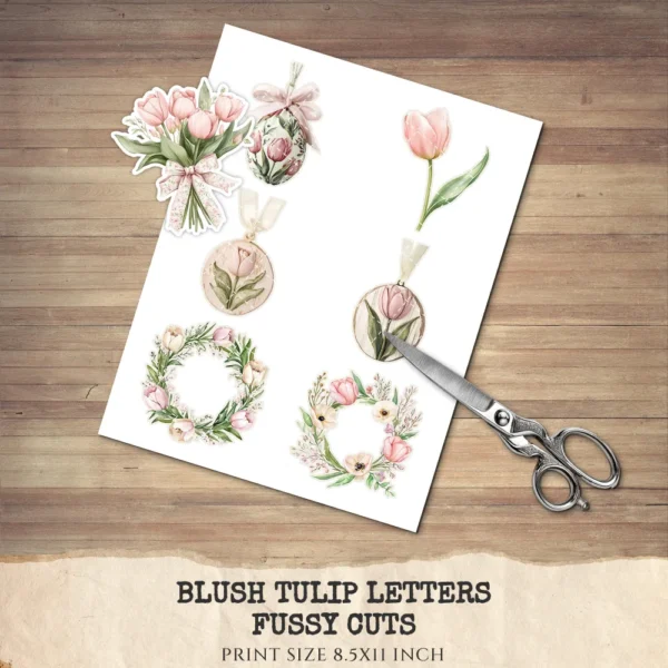 Blush Tulip Letters Floral Arrangements, Tulip Floral PNG, Pink Tulip Bouquet, Spring Flower Art, Floral Decor, Ornaments, Digital download