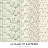 Secret Floral Garden Seamless Patterns, Pink Floral JPEG, Garden Rose, Springtime Pattern, Peony Repeating Pattern, Digital Scrapbook Paper
