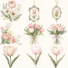 Blush Tulip Letters Floral Arrangements, Tulip Floral PNG, Pink Tulip Bouquet, Spring Flower Art, Floral Decor, Ornaments, Digital download
