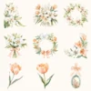 Easter Dawn Floral Arrangements, Peach Floral PNG, White Lily Bouquet, Peach Tulip Flower Art, Floral Decor, Ornaments, Digital download
