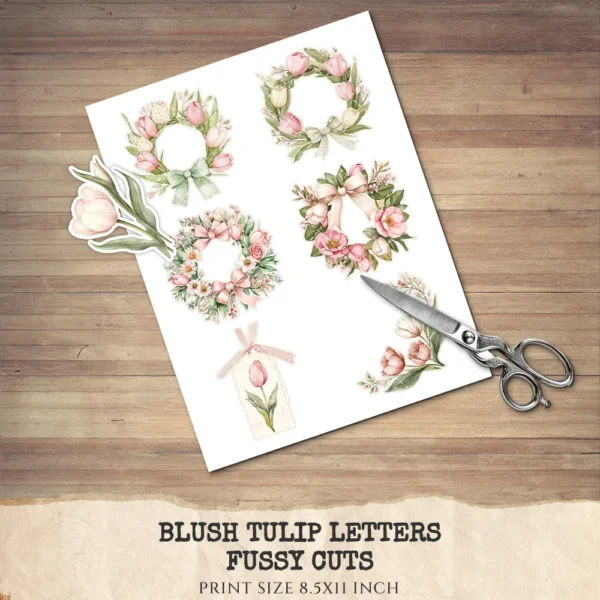 Blush Tulip Letters Floral Arrangements, Tulip Floral PNG, Pink Tulip Bouquet, Spring Flower Art, Floral Decor, Ornaments, Digital download