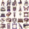 Ancient Wolf Queen Clipart Set – Regal woman Illustrations, lost kingdom Graphics, Royal Purple, Throne, Crown, Dynasties, Digital download
