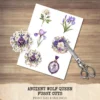 Ancient Wolf Queen Floral Arrangements, Purple Iris Floral PNG, White Rose Bouquet, Flower Art, Ancient Decor, Ornaments, Digital download