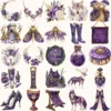Ancient Wolf Queen Clipart Set – Regal woman Illustrations, lost kingdom Graphics, Royal Purple, Throne, Crown, Dynasties, Digital download