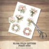 Blush Tulip Letters Floral Arrangements, Tulip Floral PNG, Pink Tulip Bouquet, Spring Flower Art, Floral Decor, Ornaments, Digital download
