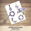 Ancient Wolf Queen Floral Arrangements, Purple Iris Floral PNG, White Rose Bouquet, Flower Art, Ancient Decor, Ornaments, Digital download