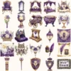 Ancient Wolf Queen Clipart Set – Regal woman Illustrations, lost kingdom Graphics, Royal Purple, Throne, Crown, Dynasties, Digital download