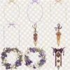 Ancient Wolf Queen Floral Arrangements, Purple Iris Floral PNG, White Rose Bouquet, Flower Art, Ancient Decor, Ornaments, Digital download