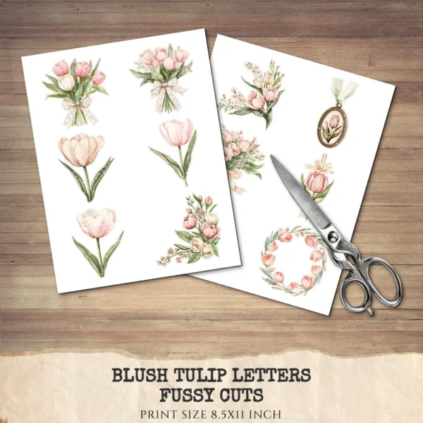 Blush Tulip Letters Floral Arrangements, Tulip Floral PNG, Pink Tulip Bouquet, Spring Flower Art, Floral Decor, Ornaments, Digital download