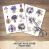 Ancient Wolf Queen Floral Arrangements, Purple Iris Floral PNG, White Rose Bouquet, Flower Art, Ancient Decor, Ornaments, Digital download