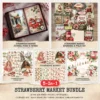 Strawberry Market Mega Bundle – Spring Fruit Printables, Ephemera, Journal, Fruit Market PNG Clipart, Seamless Pattern, Digital Download