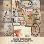 Bloom Wonderland Ephemera & Folio Kit – Dreamy Floral, Rose Pink Printables, Springtime, Vintage, Floral Tags, Kits, Digital Download