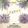 Honey and Herbs Floral Arrangements, Lavender Floral PNG, Lavender Bouquet, Herbal Floral Art, Floral Decor, Ornaments, Digital download