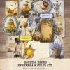 Honey and Herbs Ephemera & Folio Kit – Lavender Herb, Honey Pot Printables, Rustic Recipe, Vintage, Herbal Tags, Kits, Digital Download
