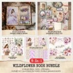 Wildflower Nook Mega Bundle – Cozy Reading Corner Printables, Ephemera, Journal, Books PNG Clipart, Seamless Pattern, Digital Download