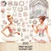 Swan Ballet Clipart Set – Swan Lake Ballerina Illustrations, Pink Ballet Dancer Graphics, Party Designs PNG, Pink Peonies, Digital download