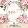 Swan Ballet Floral Arrangements, Peony Floral PNG, Pink Peony Bouquet, Pink Floral Art, Ballet Decor, Antique Ornaments, Digital Download