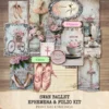 Swan Ballet Ephemera & Folio Kit – Pink Ballet Dancer, Stage Party Printables, Swan, Peony, Vintage, Floral Tags, Kits, Digital Download