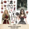 Gothic Veil Spring Clipart Set – Haunted Floral PNG Illustrations, Victorian Lace, Dark Spring Graphics, Romantic Gothic, Digital Download
