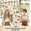 Rusted Plow and Wild Grains Clipart Set – Rustic Farm Illustrations, Masculine Harvest Graphics, Vintage Farmhouse, Harvest,Digital download