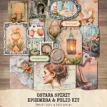 Ostara Spirit Ephemera & Folio Kit – Pagan Spring Equinox, Goddess Ritual Printables, Eggs, Rabbits, Florals Tags, Kits, Digital Download