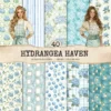 Hydrangea Haven Seamless Patterns, Romantic Floral JPEG, Botanical Pattern, Springtime, Hydrangea Repeating Pattern, Digital Scrapbook Paper