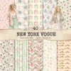 New York Vogue Seamless Patterns, Floral JPEG, Pink Roses Pattern, Fashion, Springtime, Travel Repeating Pattern, Digital Scrapbook Paper
