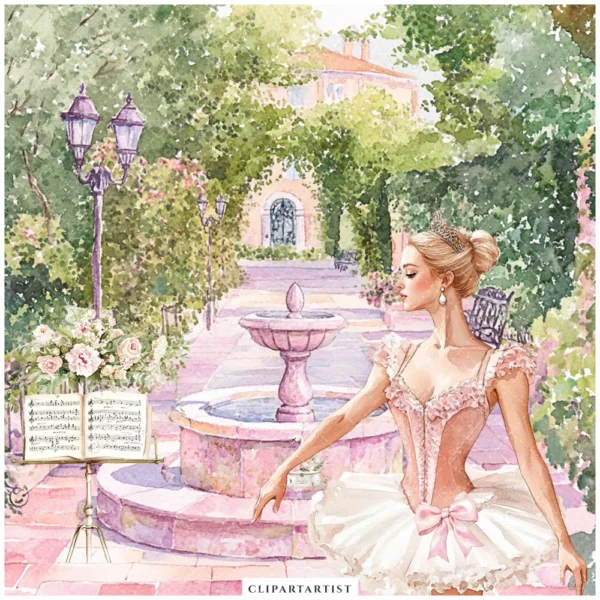 Swan Ballet Clipart Set – Swan Lake Ballerina Illustrations, Pink Ballet Dancer Graphics, Party Designs PNG, Pink Peonies, Digital download