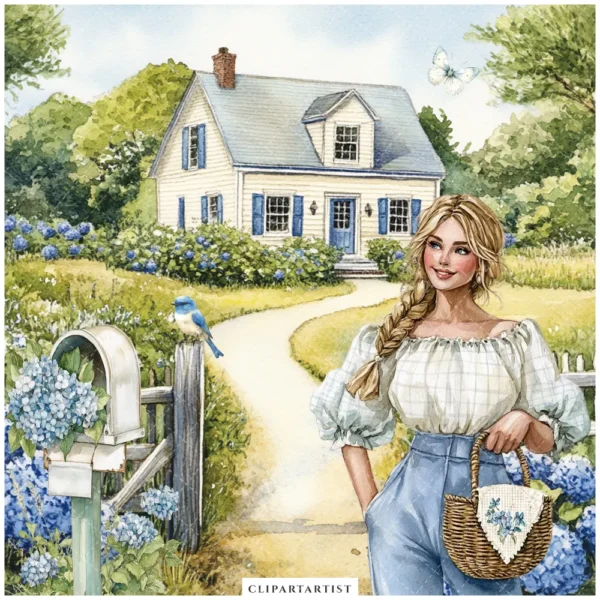 Hydrangea Haven Clipart Set – Spring Cottage Garden PNG Illustrations, Botanical, Pastel Floral, Romantic Floral Graphics, Digital Download