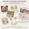 Rusted Plow and Wild Grains Mega Bundle – Rustic Farm Harvest Printables, Ephemera, Journal, PNG Clipart, Seamless Pattern, Digital Download