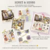 Honey and Herbs Mega Bundle – Lavender Herb Printables, Herbal, Ephemera, Journal, Honey PNG Clipart, Seamless Pattern, Digital Download