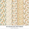 Rusted Plow and Wild Grains Seamless Patterns, Farmhouse JPEG, Harvest Pattern, Spring Grain Repeating Pattern, Digital Scrapbook Paper