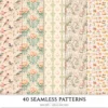 Ostara Spirit Seamless Patterns, Pagan Equinox JPEG, Tulips Pattern, Egg, Rabbit, Florals, Herbs Repeating Pattern, Digital Scrapbook Paper