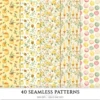 Honey Petal Archive Seamless Patterns, Springtime JPEG, Peony Pattern, Bee, Polka, Honeycomb Repeating Pattern, Digital Scrapbook Paper