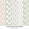 Swan Ballet Seamless Patterns, Pink Ballet JPEG, Peony Floral Pattern, Tutu, Polka, Pink Bow Repeating Pattern, Digital Scrapbook Paper