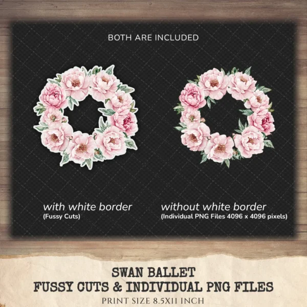 Swan Ballet Floral Arrangements, Peony Floral PNG, Pink Peony Bouquet, Pink Floral Art, Ballet Decor, Antique Ornaments, Digital Download
