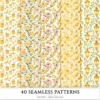 Honey Petal Archive Seamless Patterns, Springtime JPEG, Peony Pattern, Bee, Polka, Honeycomb Repeating Pattern, Digital Scrapbook Paper