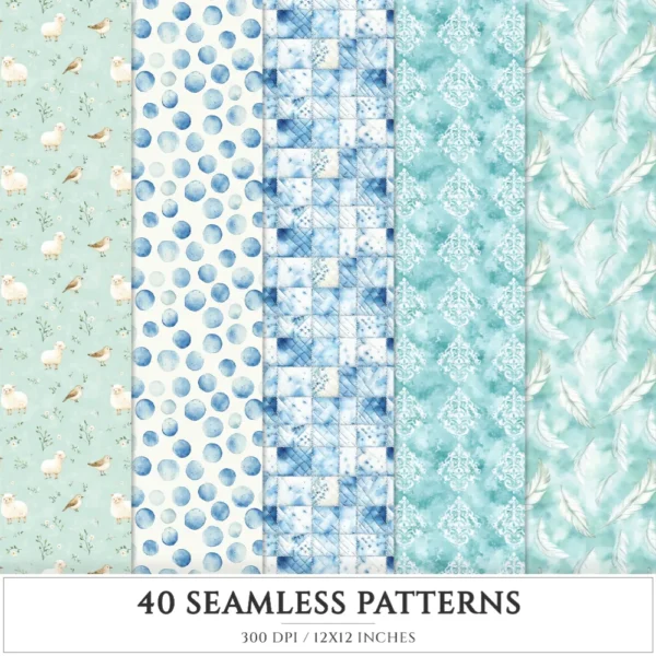 Hydrangea Haven Seamless Patterns, Romantic Floral JPEG, Botanical Pattern, Springtime, Hydrangea Repeating Pattern, Digital Scrapbook Paper
