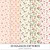 Bloom Wonderland Seamless Patterns, Dreamy Floral JPEG, Rose Pink Pattern, Lantern, Bunny, Spring Repeating Pattern, Digital Scrapbook Paper
