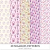 Wildflower Nook Seamless Patterns, Cozy Reading JPEG, Books and Candles Pattern, Reading Nook Repeating Pattern, Digital Scrapbook Paper