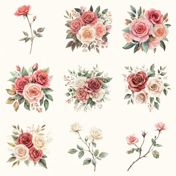 Bloom Wonderland Floral Arrangements, Rose Pink PNG, Rose Bouquet, Dreamy Floral Art, Floral Decor, Floral Ornaments, Digital download
