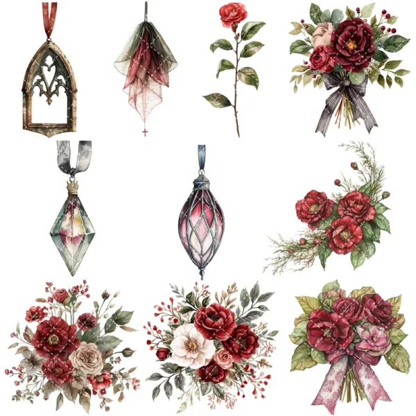 Gothic Veil Spring Floral Arrangements, Haunted Floral PNG, Camellia Bouquet, Dark Art, Dark Spring, Decor, Ornaments, Digital Download