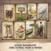Spring Wanderlust Junk Journal Pages & Papers – Countryside Travel, Springtime Printable, Wildflowers Scrapbook, Farmhouse, Digital Download