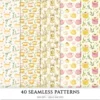 Honey Petal Archive Seamless Patterns, Springtime JPEG, Peony Pattern, Bee, Polka, Honeycomb Repeating Pattern, Digital Scrapbook Paper