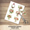Strawberry Market Floral Arrangements, Spring Fruit PNG, Daisy Bouquet, Strawberry Blossom Art, Floral Decor, Ornaments, Digital download