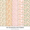 Ostara Spirit Seamless Patterns, Pagan Equinox JPEG, Tulips Pattern, Egg, Rabbit, Florals, Herbs Repeating Pattern, Digital Scrapbook Paper