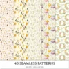 Honey Petal Archive Seamless Patterns, Springtime JPEG, Peony Pattern, Bee, Polka, Honeycomb Repeating Pattern, Digital Scrapbook Paper