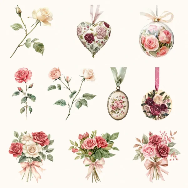 Bloom Wonderland Floral Arrangements, Rose Pink PNG, Rose Bouquet, Dreamy Floral Art, Floral Decor, Floral Ornaments, Digital download